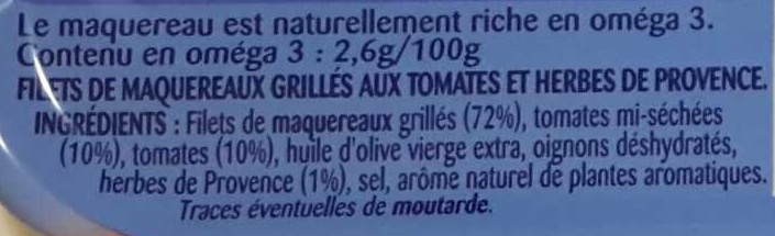 Filets de Maquereaux le Grillé Tomates et Herbes de Provence - 原材料 - fr