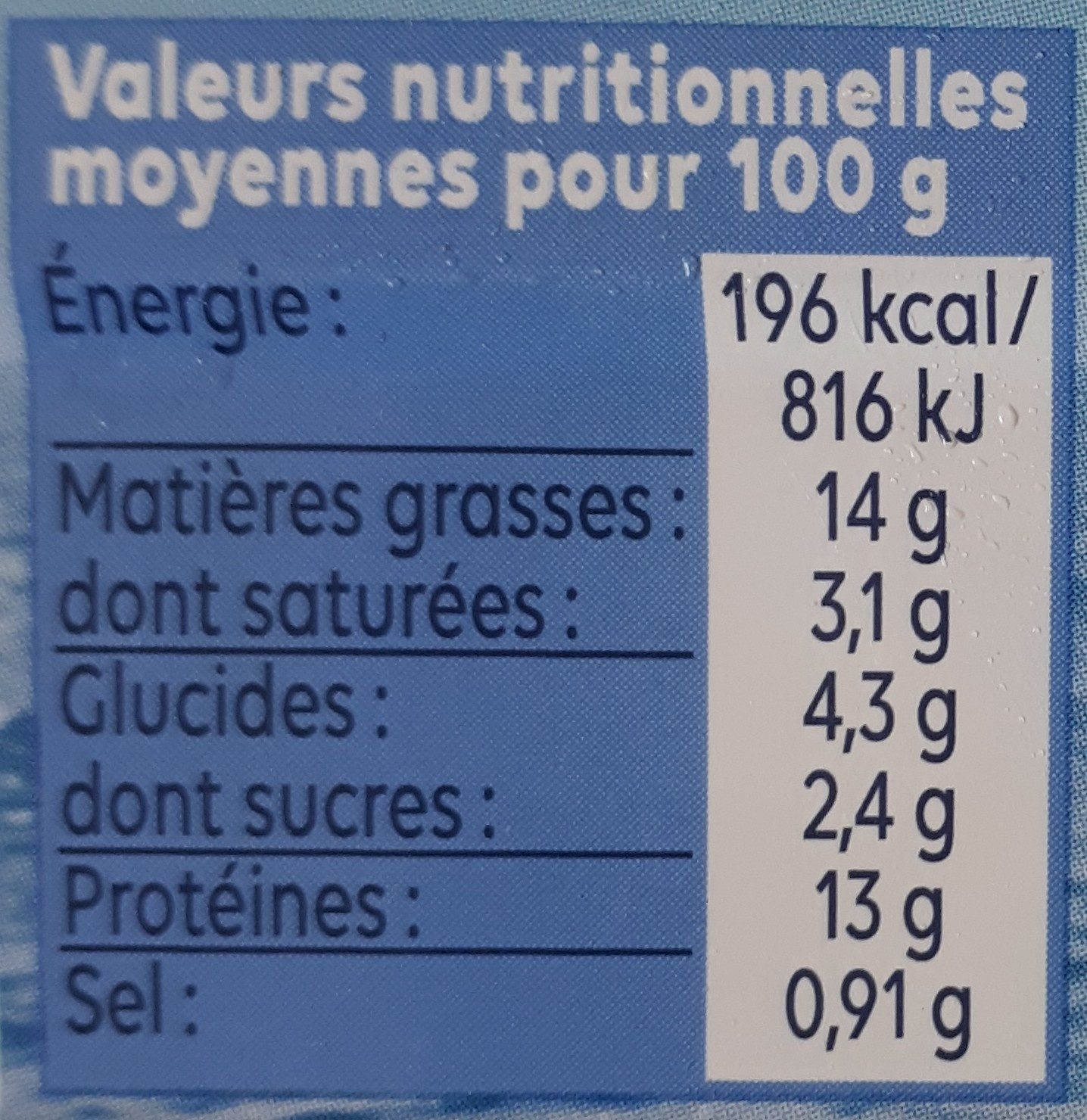 Filet de Maquereaux - Tomates et herbes - 栄養成分表 - fr
