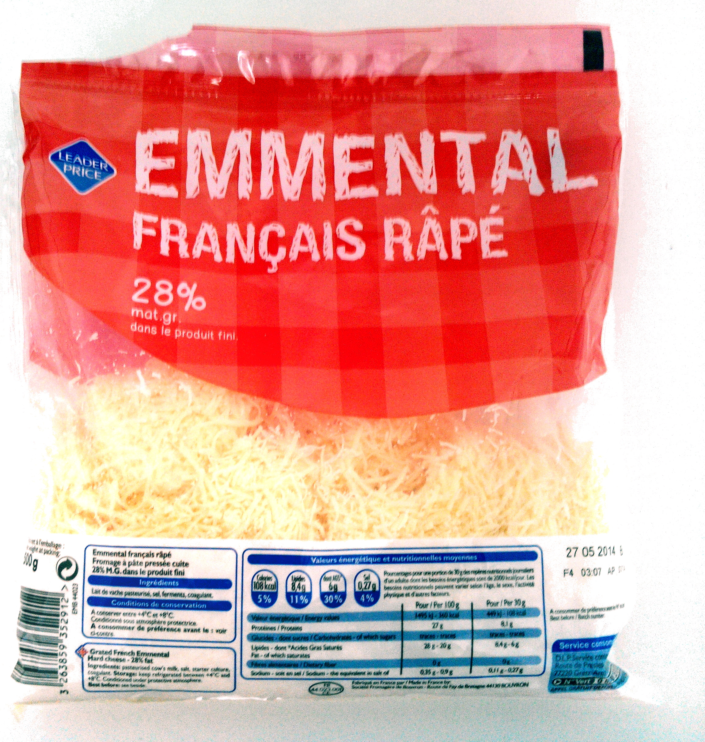 Emmental Français Râpé (28 % MG) - 製品 - fr