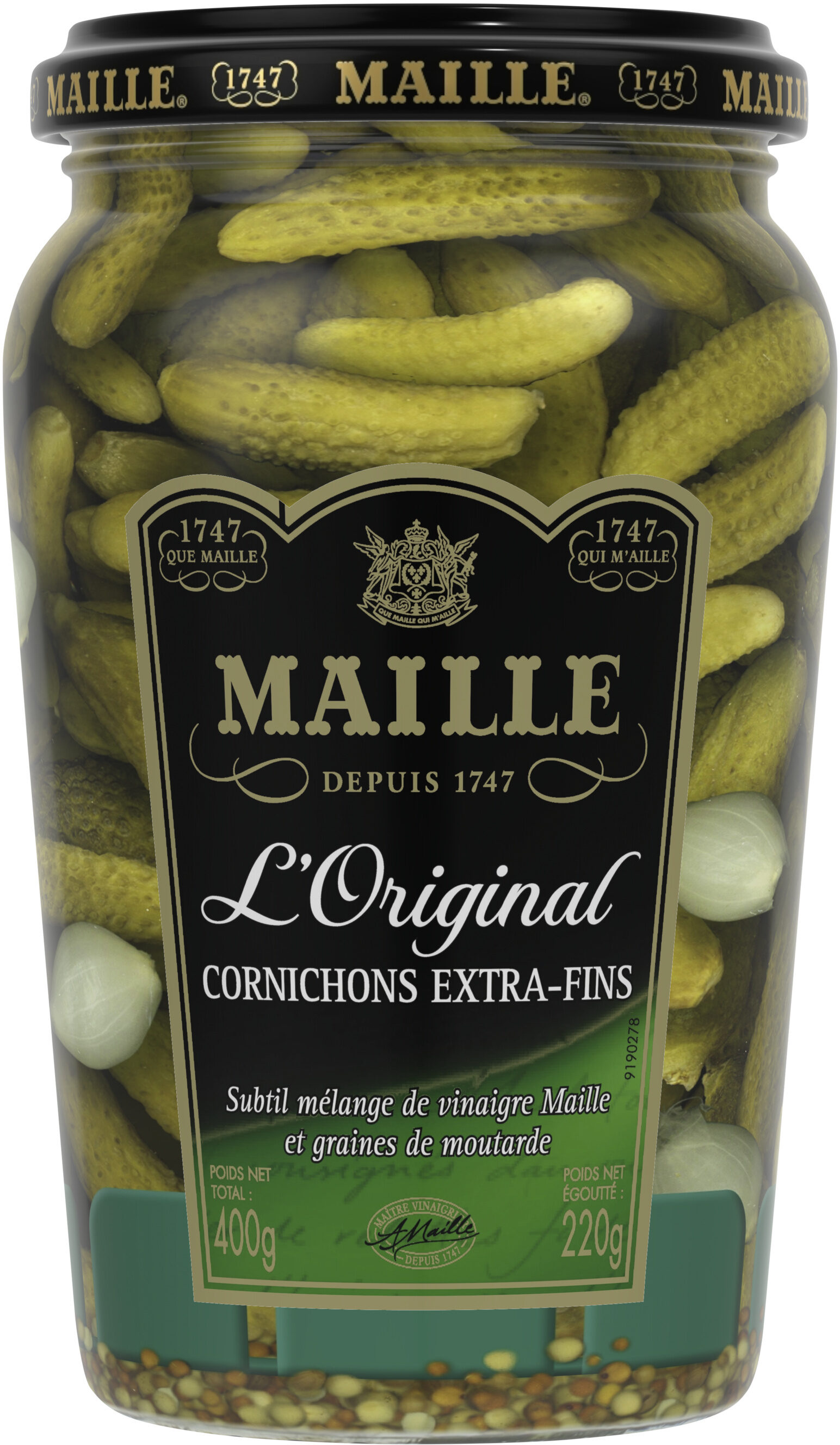 Maille Cornichons Extra-Fins L'Original Bocal 220g - 製品 - fr